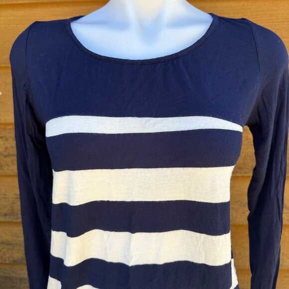 Bordeaux Lexa Striped Boat-neck Top Blue and White Long Sleeve Size S - Picture 3 of 8
